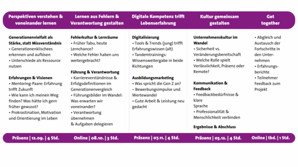 Inhalte der tandem talks 2025 als Grafik